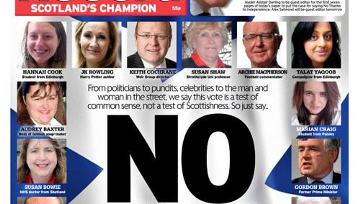 Alistair Darling's Daily Record front page is a total mess