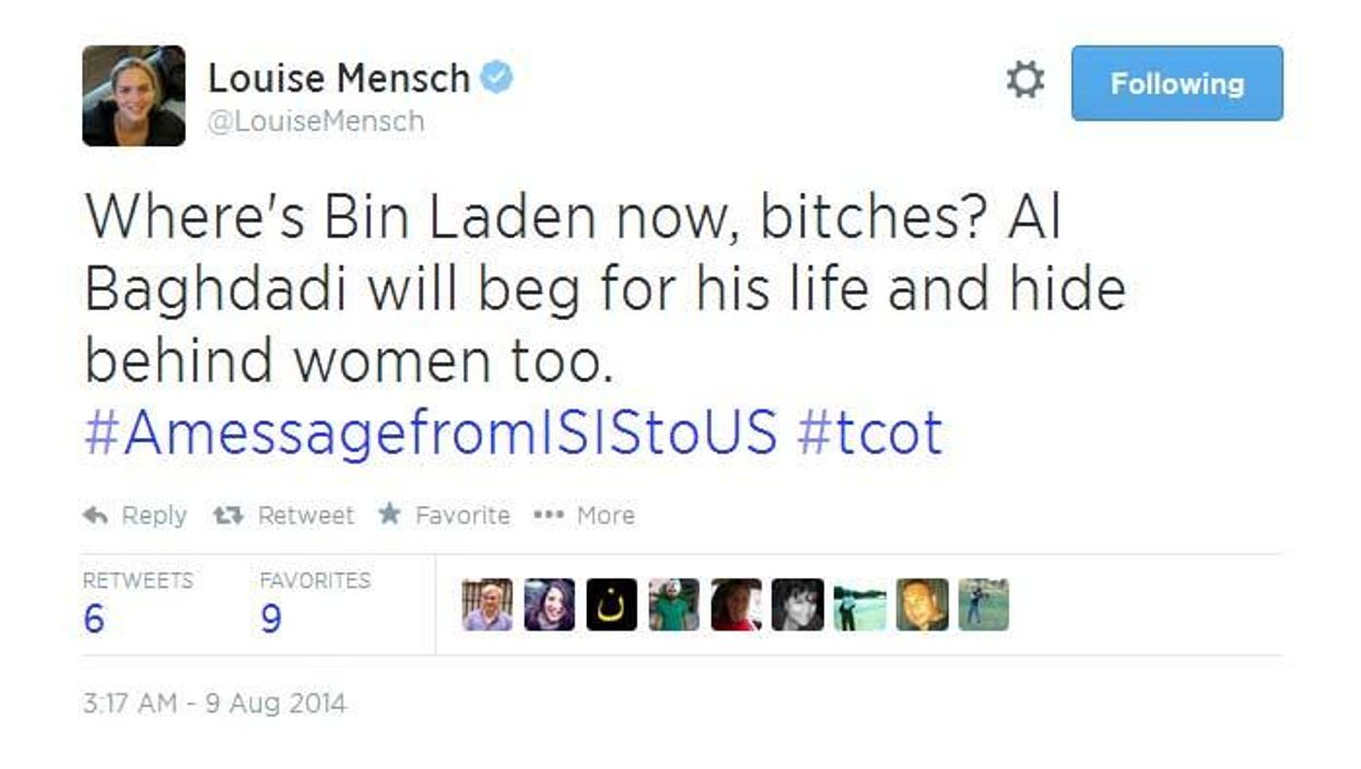 Americans on Twitter (and Louise Mensch) have a message for Isis