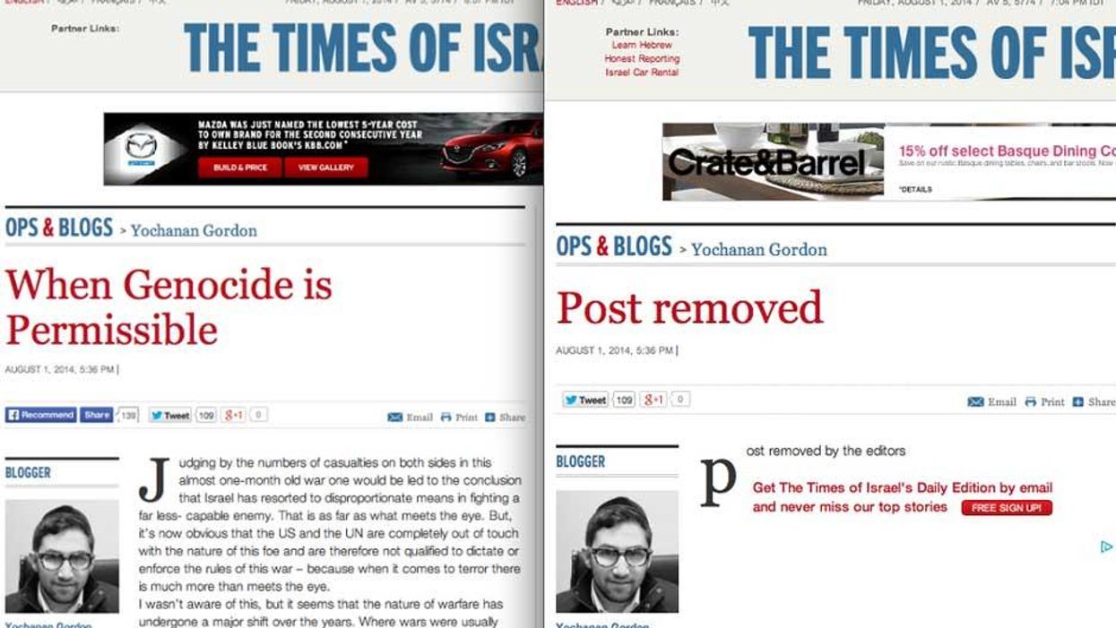 An Israeli newspaper actually published this blog