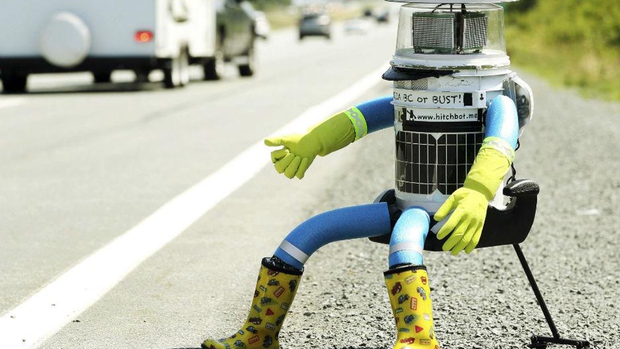 This robot is trying to hitch-hike across North America by itself