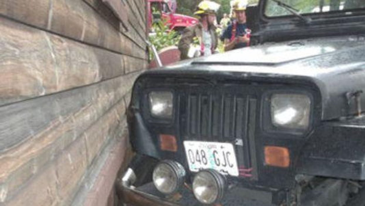 Three-year-old crashes Jeep into house, flees scene to watch cartoons