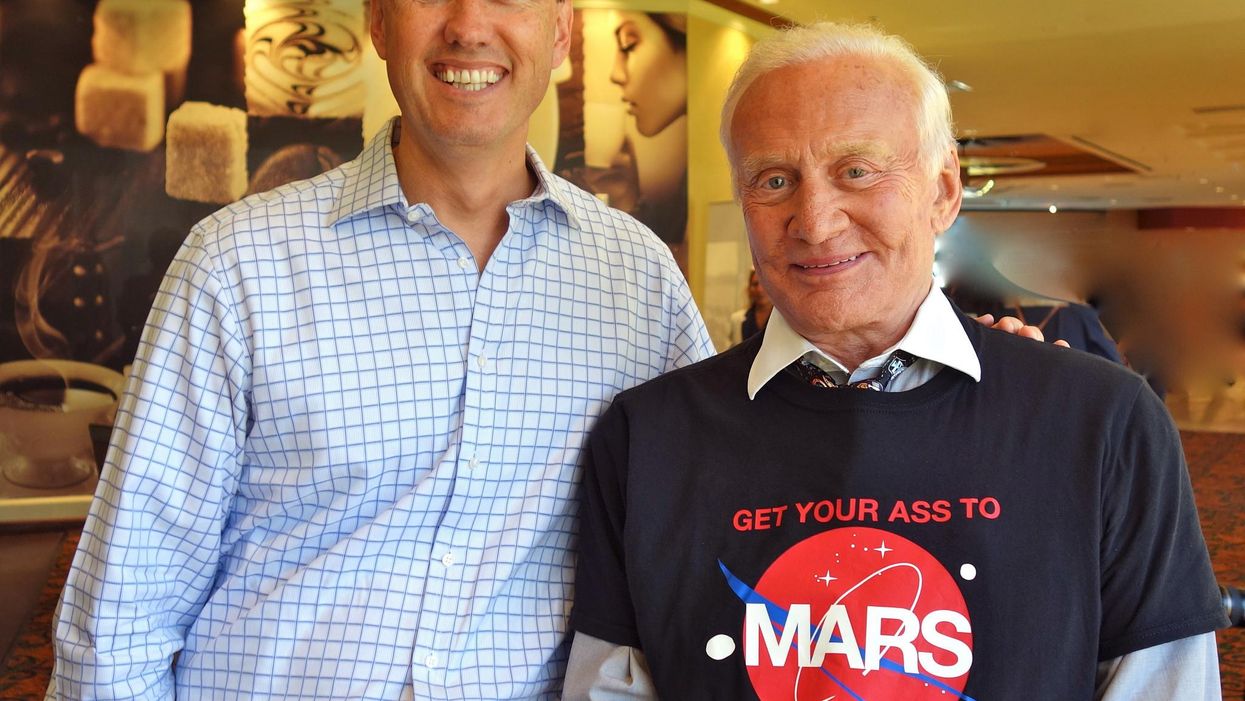 Here's Buzz Aldrin with a subtle message about space travel