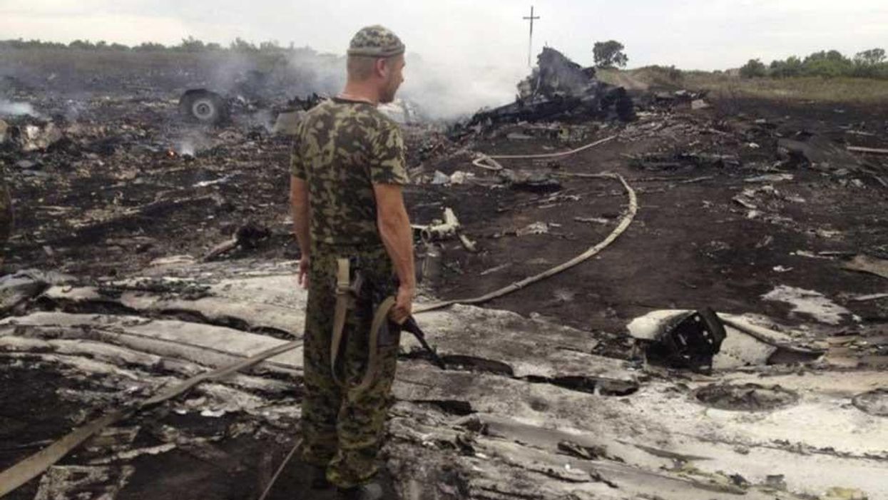 The first pictures of the Malaysia Airlines flight MH17 crash site