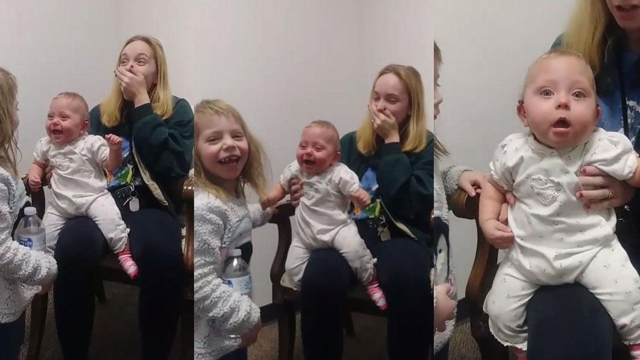 Deaf baby hears her sister's voice for the first time and her reaction will make you emotional