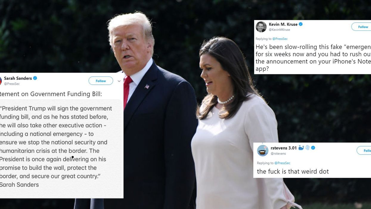 Sarah Sanders announced Trump's 'national emergency' using the iPhone Notes app