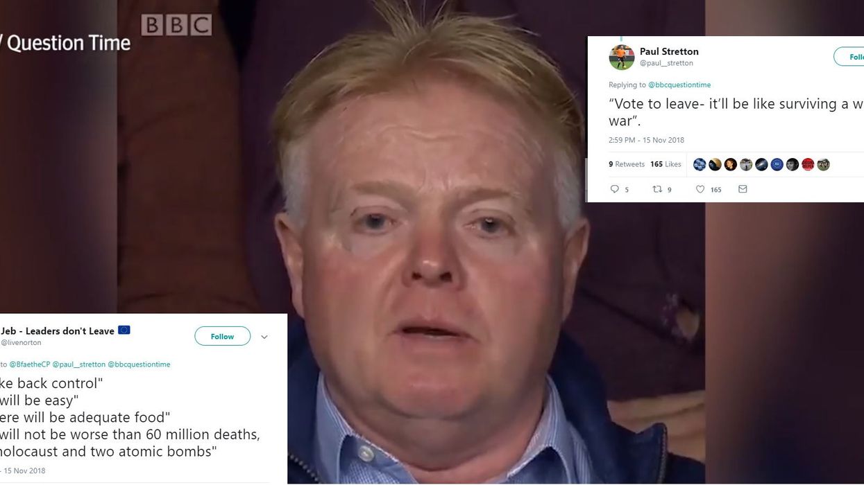 Man on Question Time says no deal Brexit wouldn't be 'as bad' as World War 1 and 2