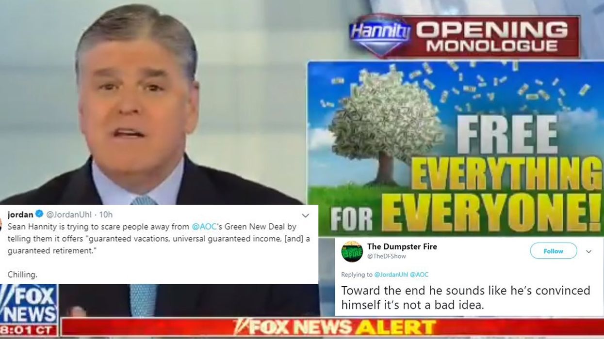 Fox News host Sean Hannity tried to attack Ocasio-Cortez's Green New Deal in the most ridiculous way