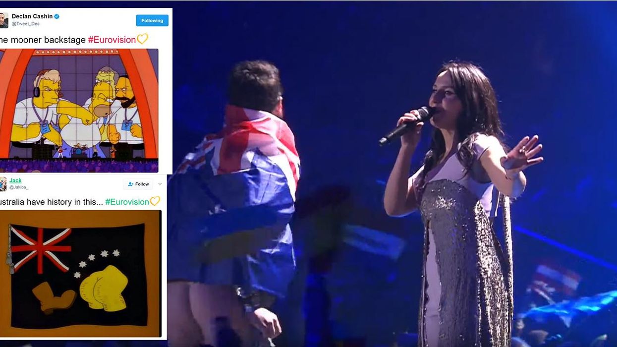 Someone flashed the Eurovision Song Contest and everyone is comparing it to The Simpsons