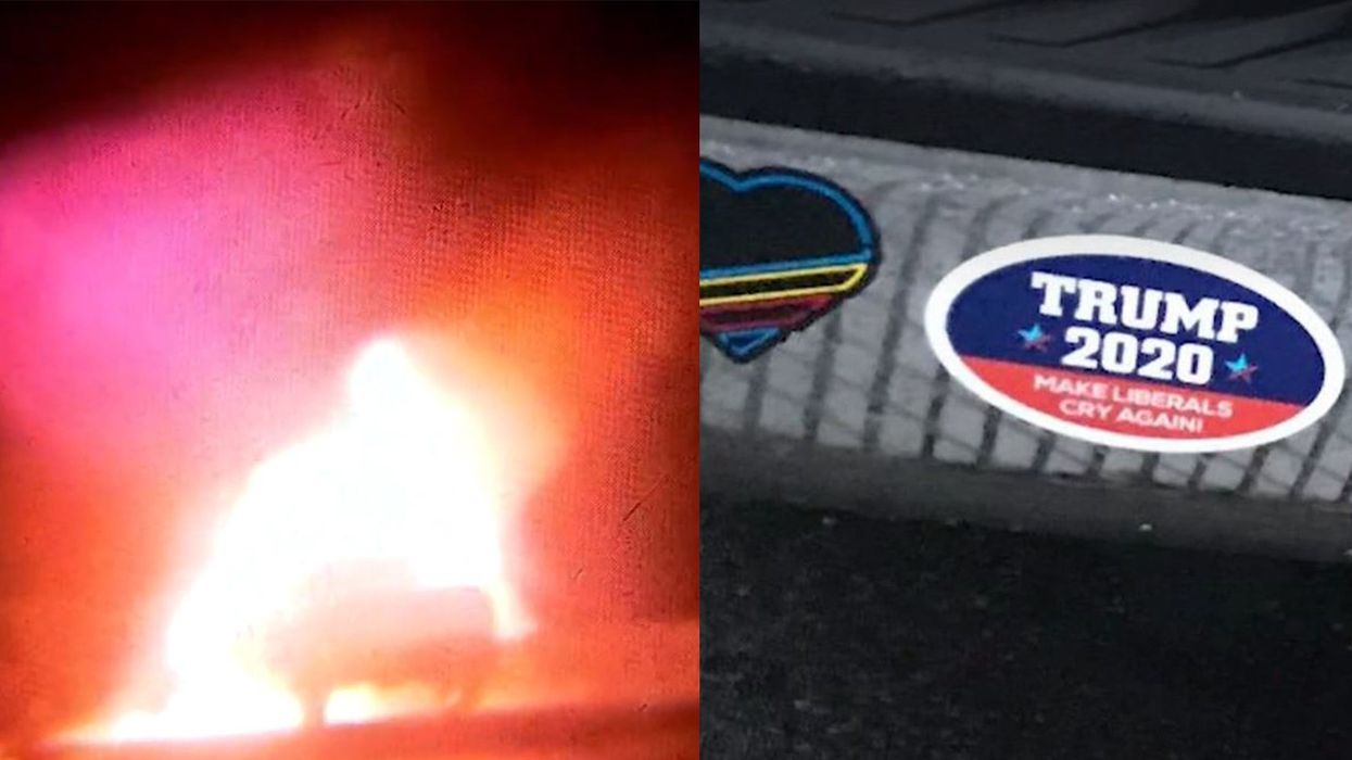 Truck with pro-Trump stickers on it gets set on fire after being left at a bar
