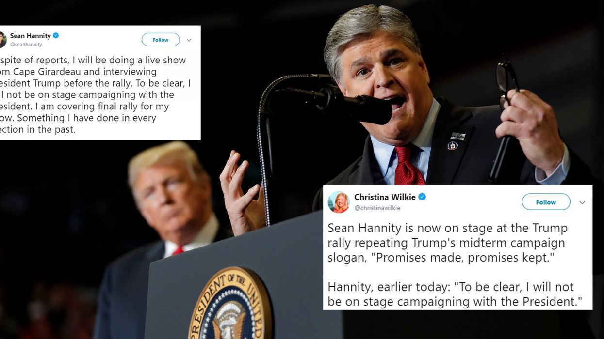 Midterm elections: Sean Hannity campaigned on stage with Trump, hours after saying he wouldn't