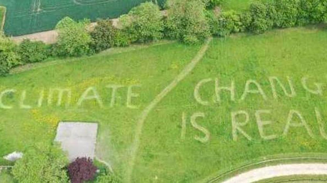 Trump UK visit: President greeted with climate change message and penis mowed into lawn near airport