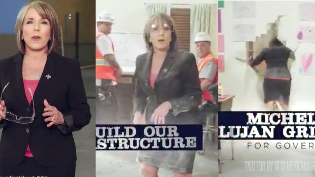 New Mexico's governor literally runs through walls in response to Trump's State of the Union address