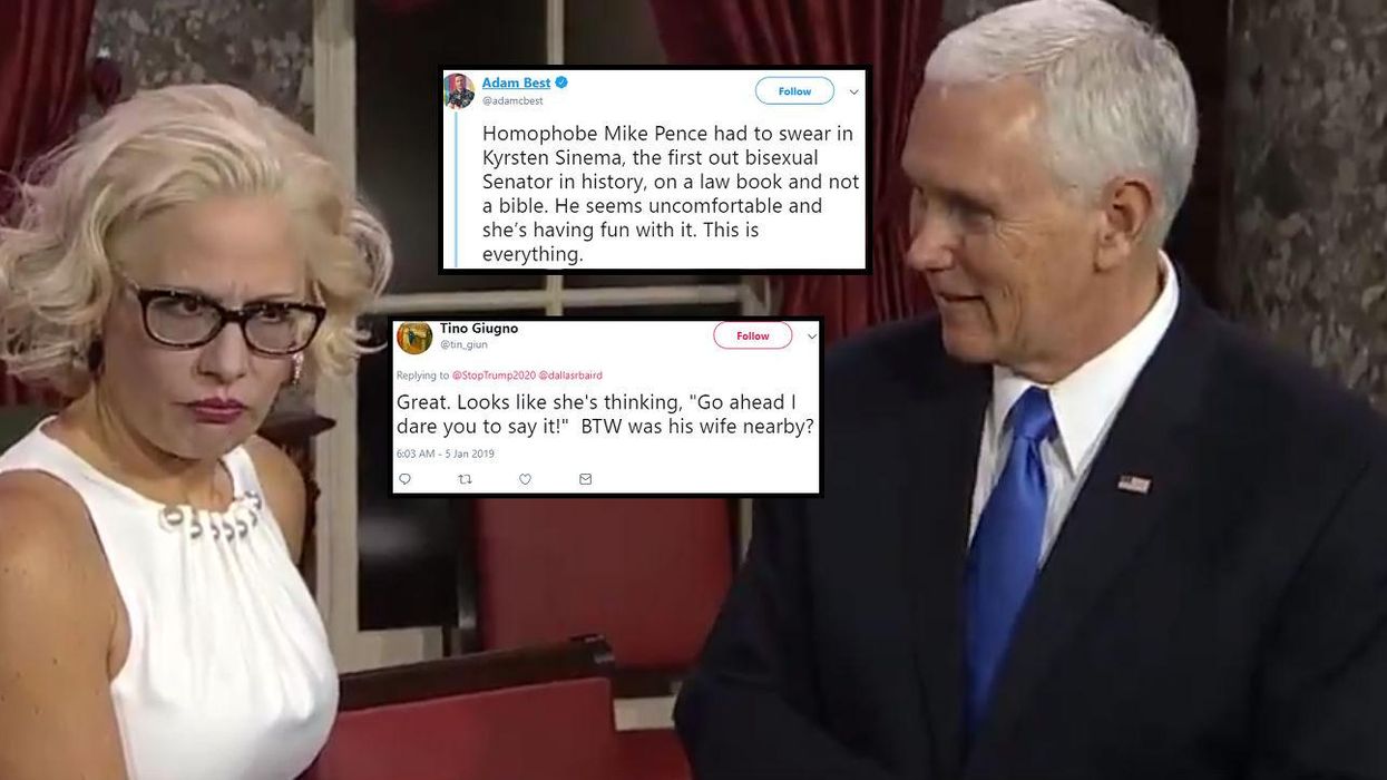 Mike Pence had to swear in the first openly bisexual congresswoman and the internet loved it