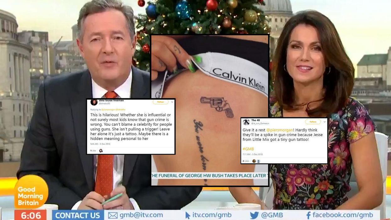Piers Morgan sparked a backlash after criticising Little Mix's Jesy Nelson for getting a gun tattoo