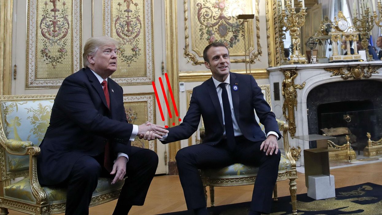 Emmanuel Macron has won the handshake war against Trump