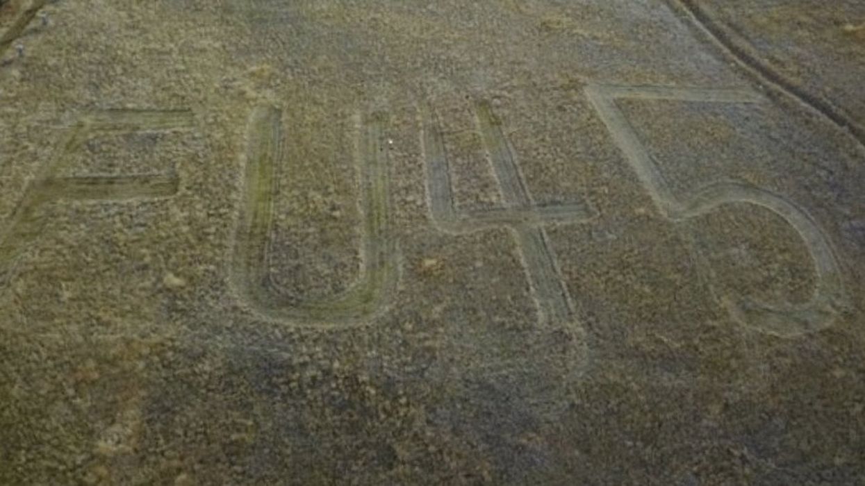 Montana men carve giant 'FU45' into field below Air Force One's flight path ahead of Trump visit
