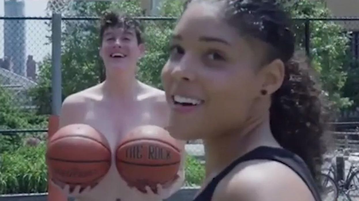 Model and activist Rain Dove plays basketball topless for an important reason