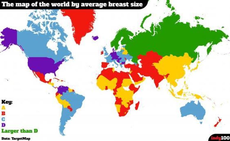 Breast size world map: Yes, it exists, Penis size world map