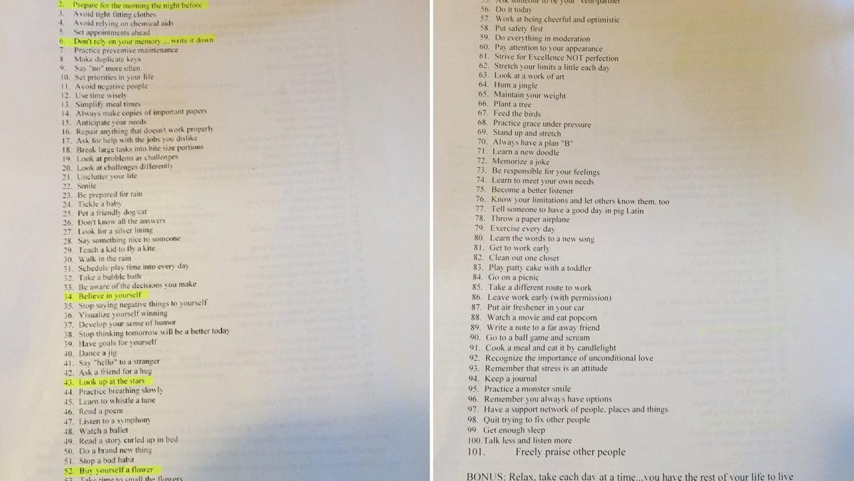 This teacher’s list of ‘101 ways to cope with stress’ is brilliant