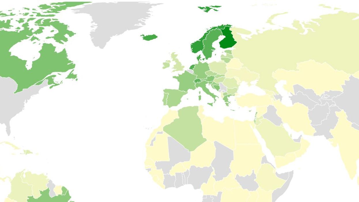 A map of all the countries that drink the most coffee