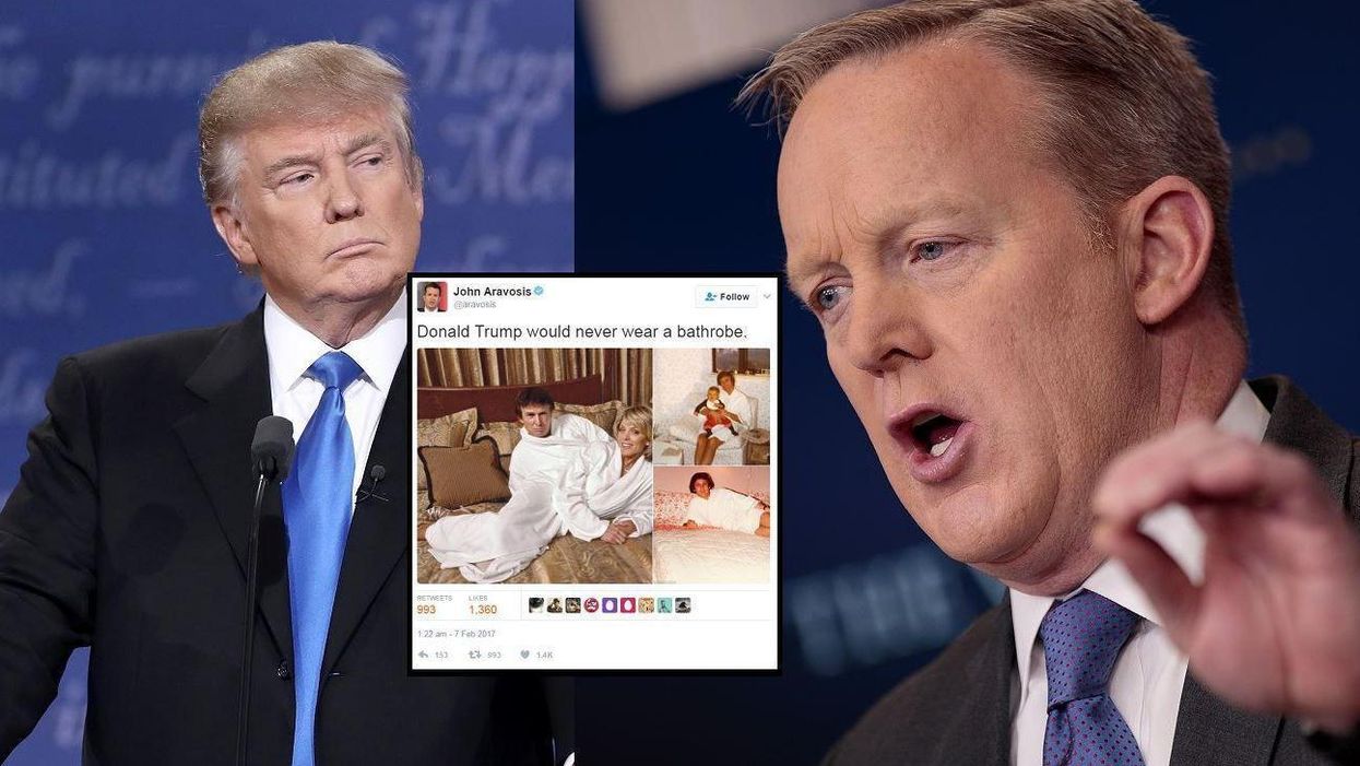 Sean Spicer said Trump 'doesn't own a bathrobe'. The internet proved him wrong.