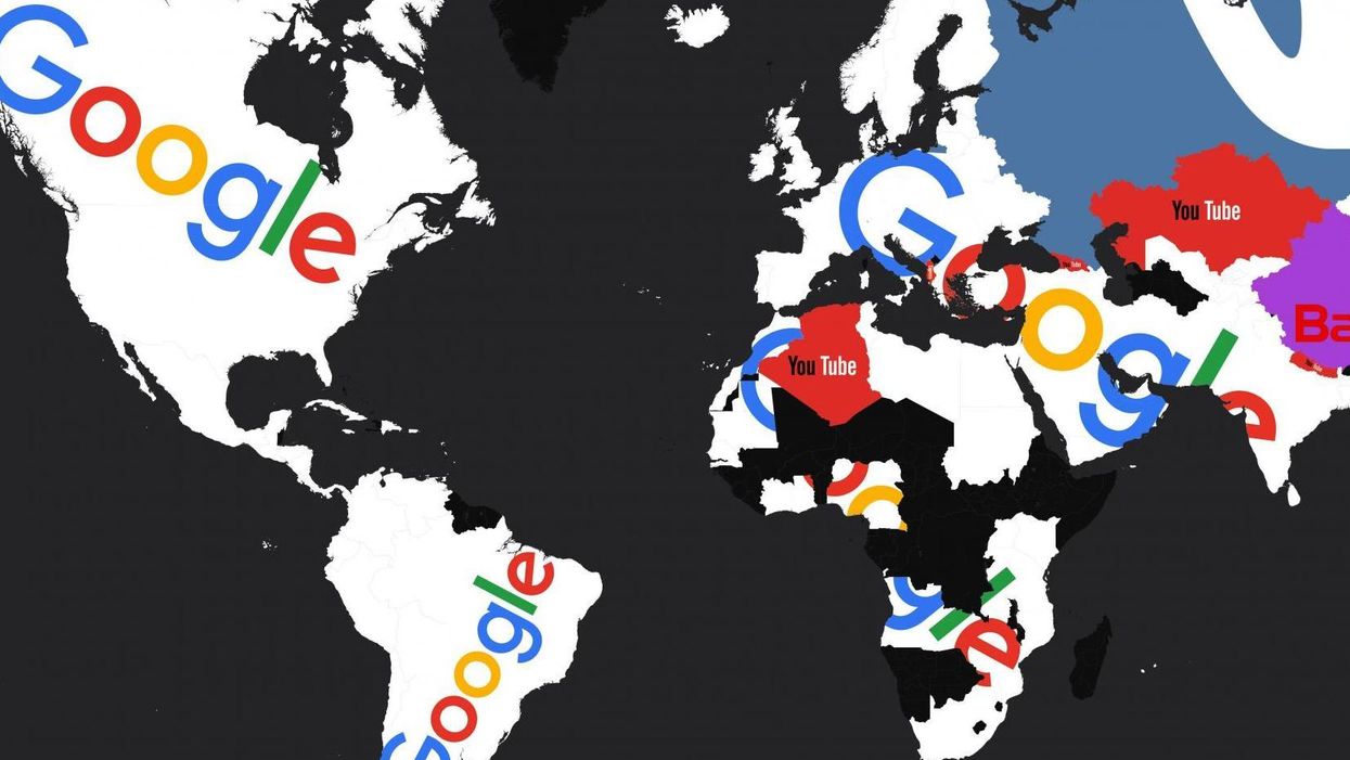 A map of the world according to the most popular websites