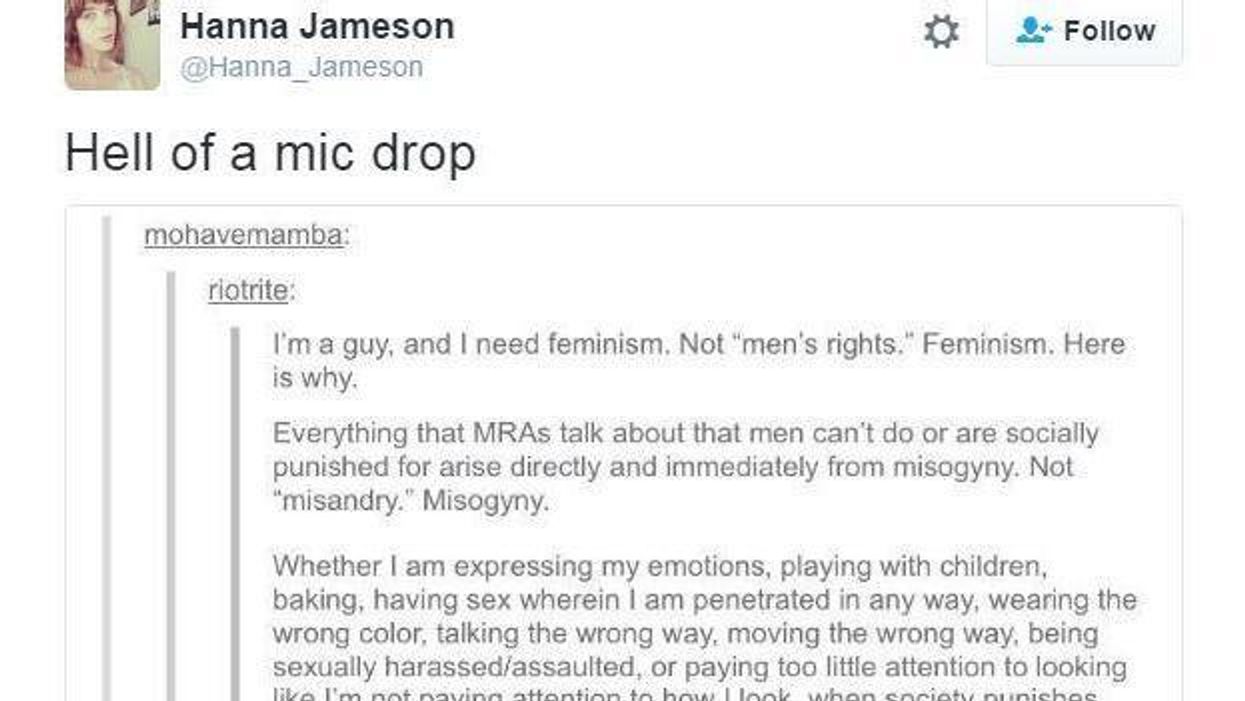 The world needs feminism. It also needs this incredible takedown of men's rights