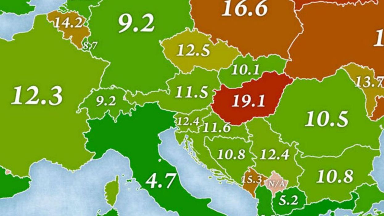 A map of Europe by suicide rates in each country | indy100 | indy100