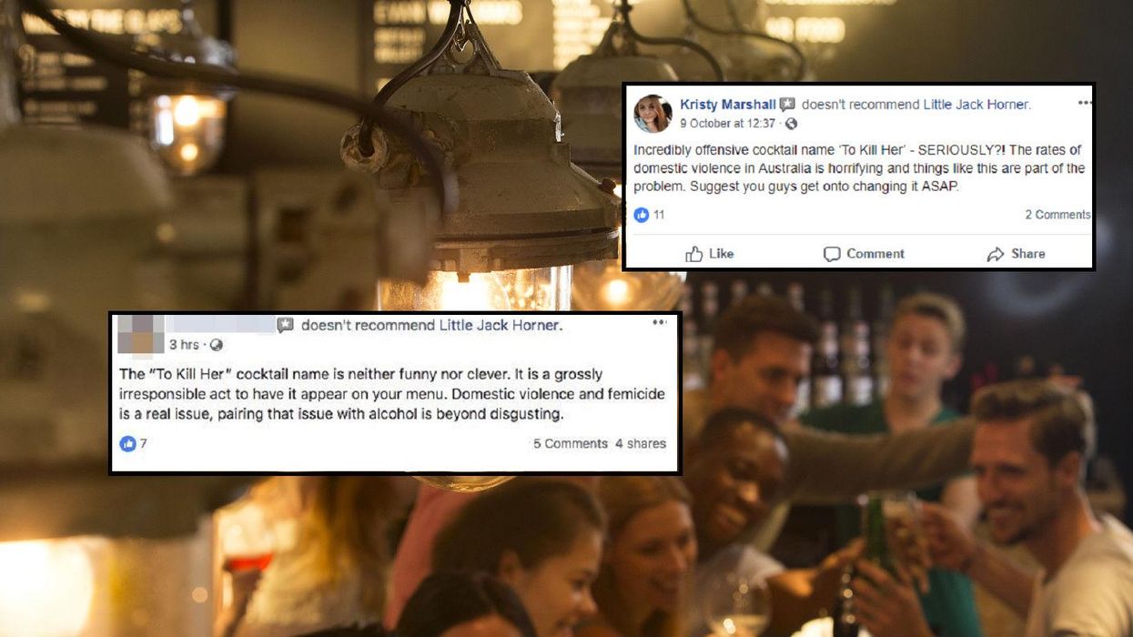 Sydney bar named a drink ‘To-Kill-Her’ - and people can't quite believe it