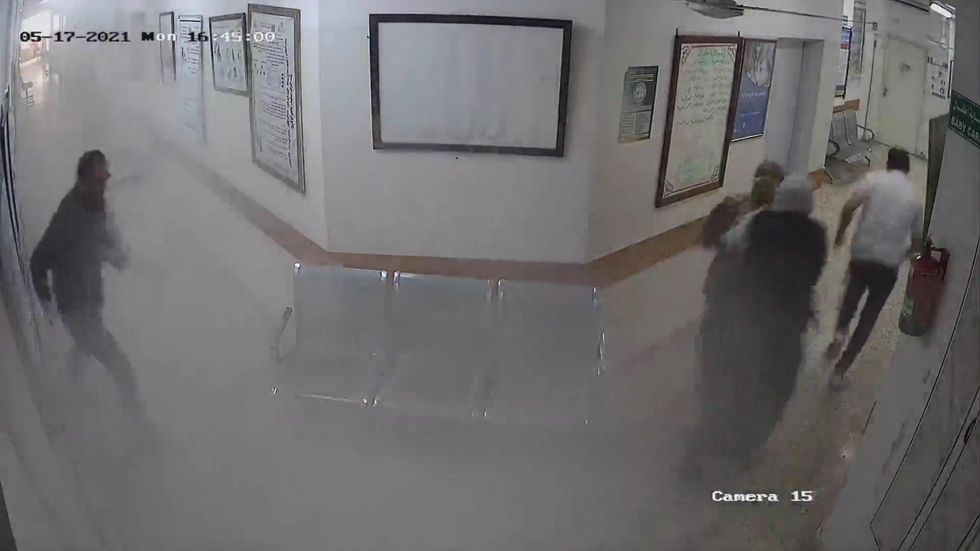Moment Israeli airstrike damages clinic that houses Gaza's only Covid-19 testing lab