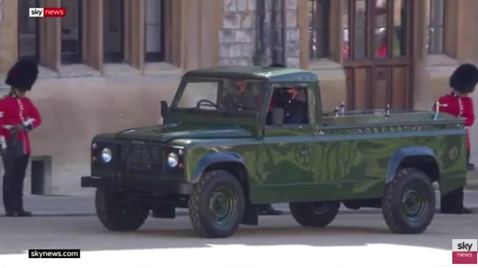 Prince Philip's modified Land Rover arrives at Windsor Castle