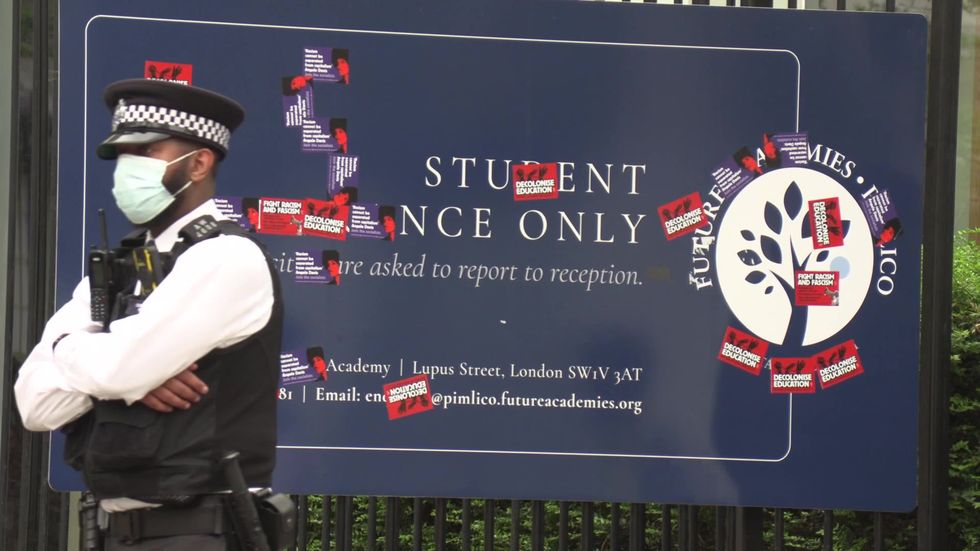 Pupils walk out in protest against ‘discriminatory school uniform policy’