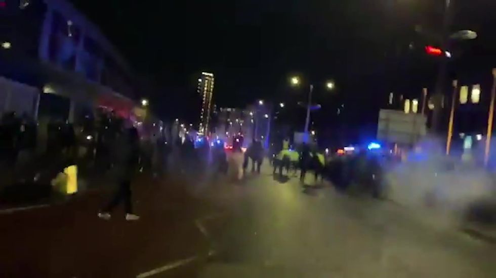 Kill the Bill protests: Firework explodes as horses charge at protesters in Bristol