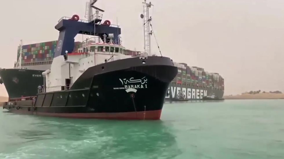 Ever Given container ship aground in the Suez Canal
