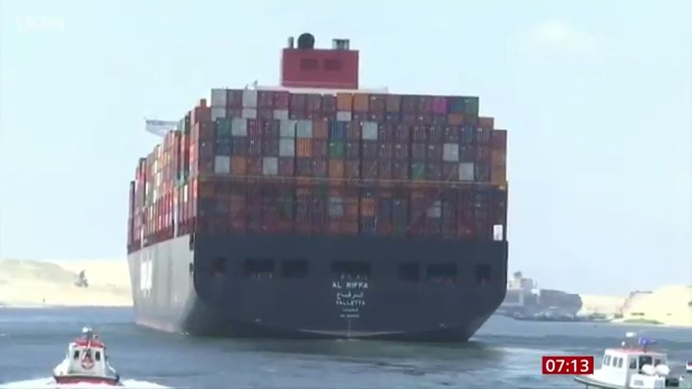 File footage shows Evergreen ship on Suez Canal