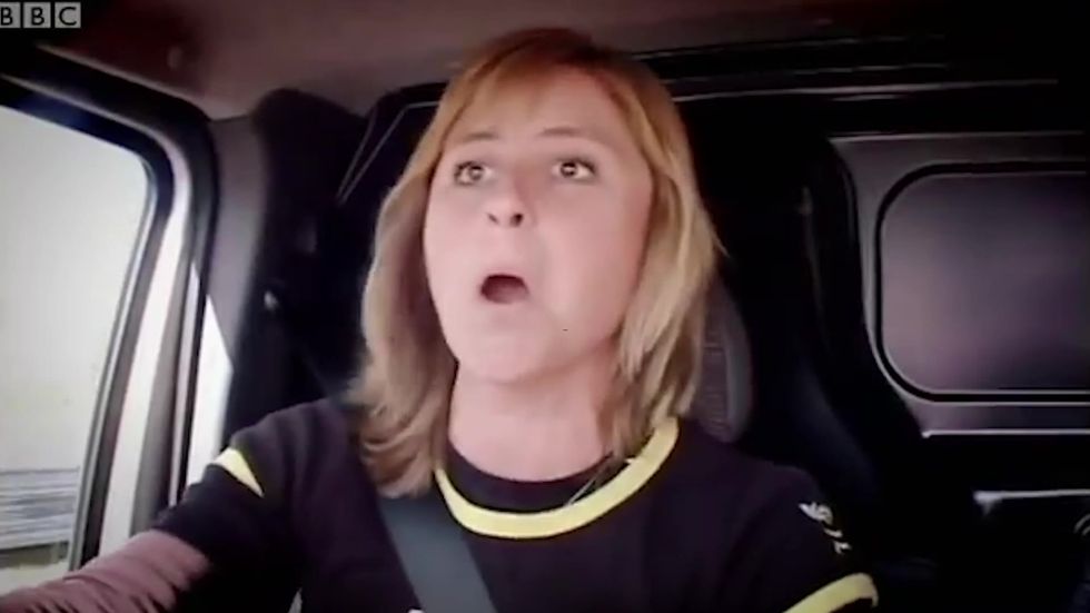 Sabine Schmitz attempts to drive transit van around Nurburgring in 2004 Top Gear episode