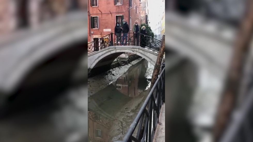 Unusually low water levels dry Venice canals