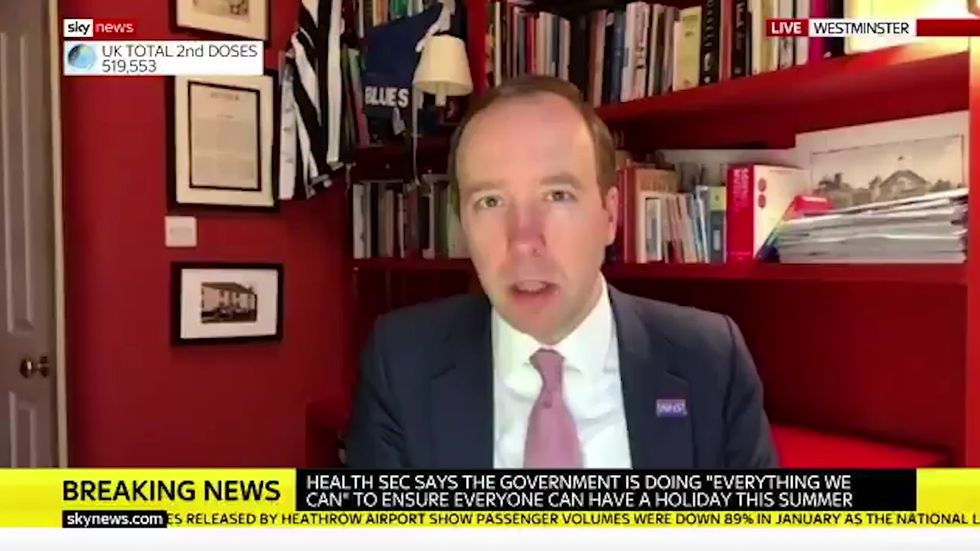 Matt Hancock says he has already booked a holiday to Cornwall