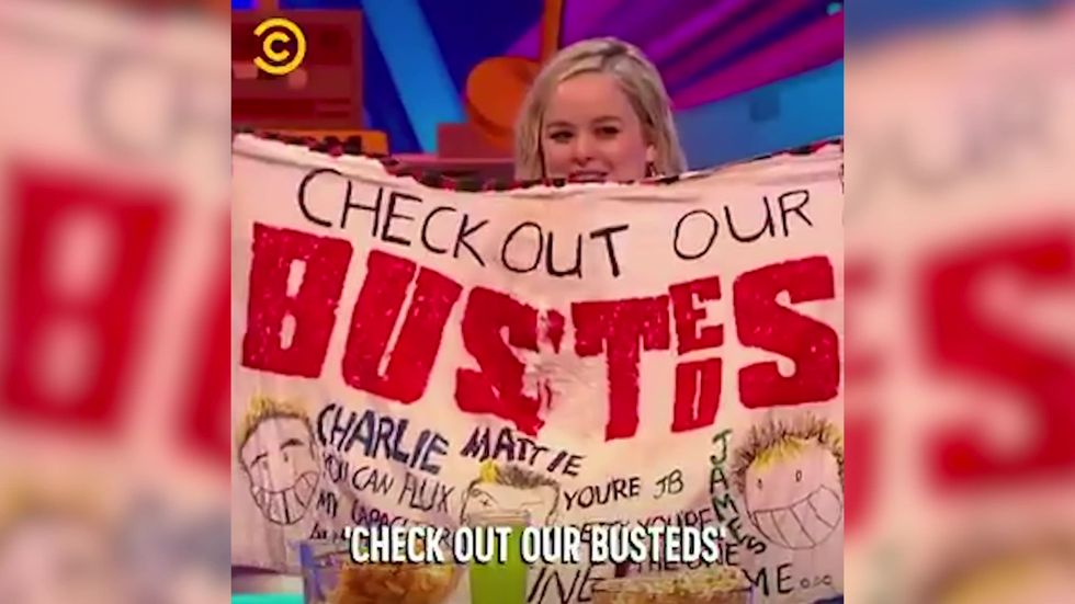 Nicola Coughlan reveals the banner that she once made for a Busted concert