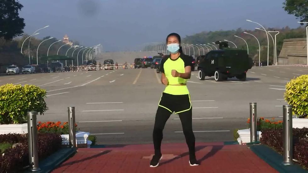 Aerobics instructor continues in front of Myanmar military coup