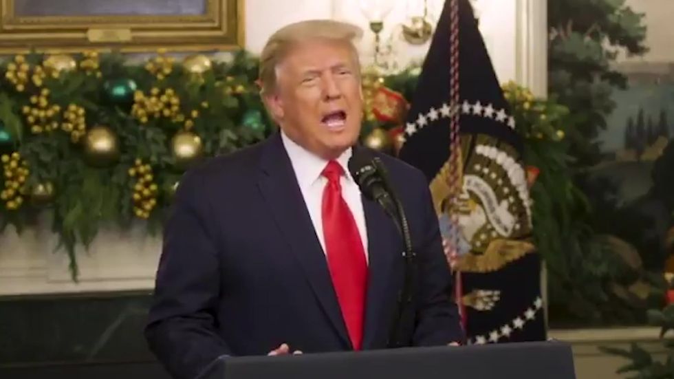‘We must be remembered’: Trump uses New Year’s video to take credit for Covid vaccines amid criticism