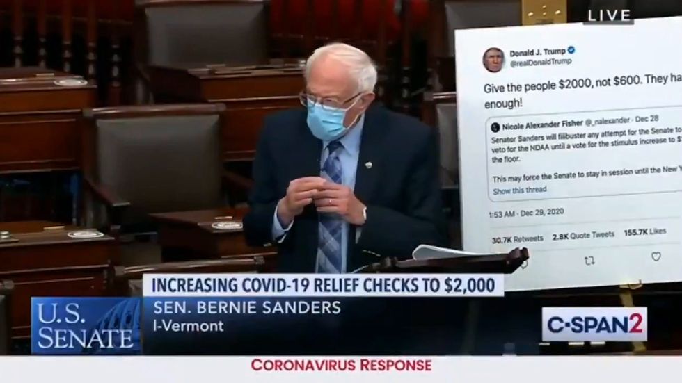 Senator Bernie Sanders backs $2000 Covid-19 relief checks