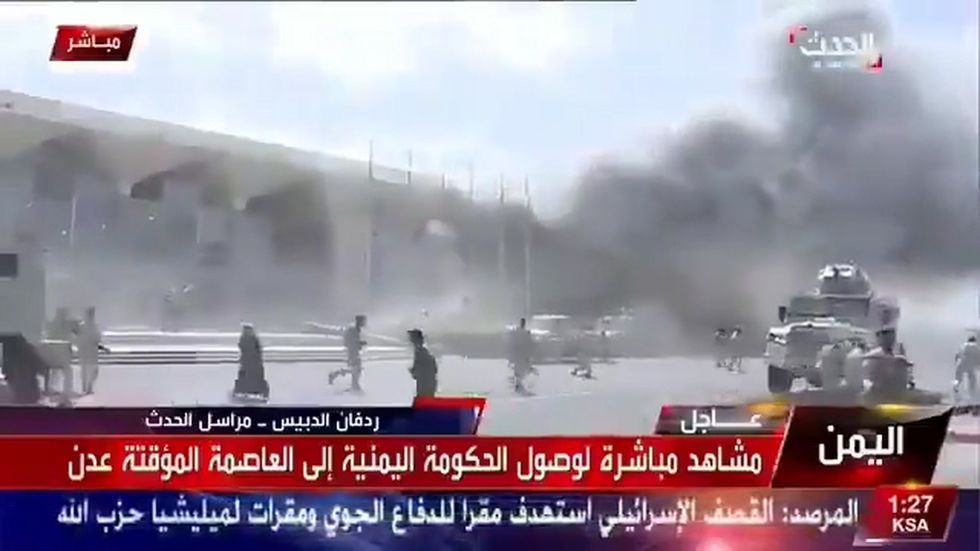 Yemen attack: Large explosion and gunfire heard at Aden airport as government officials land
