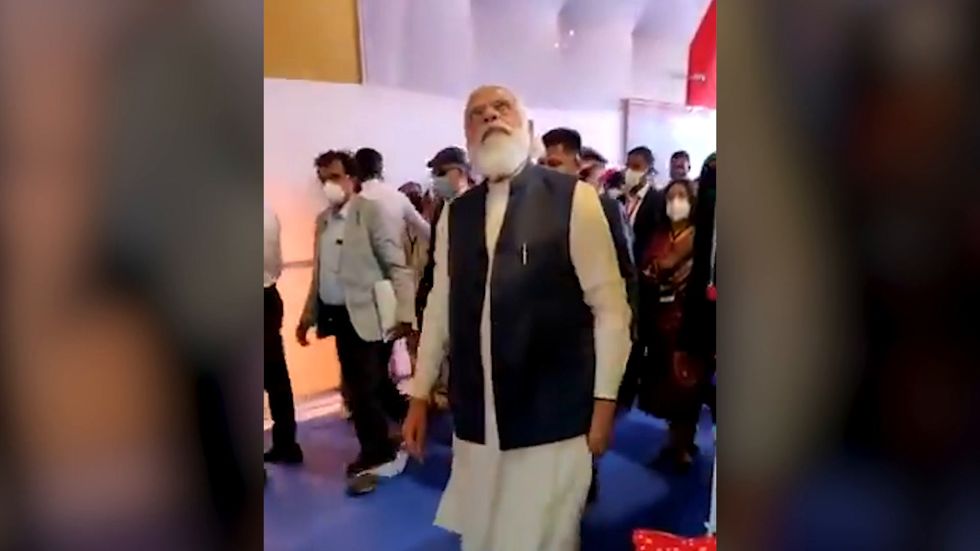 Prime Minister Modi appears without a mask