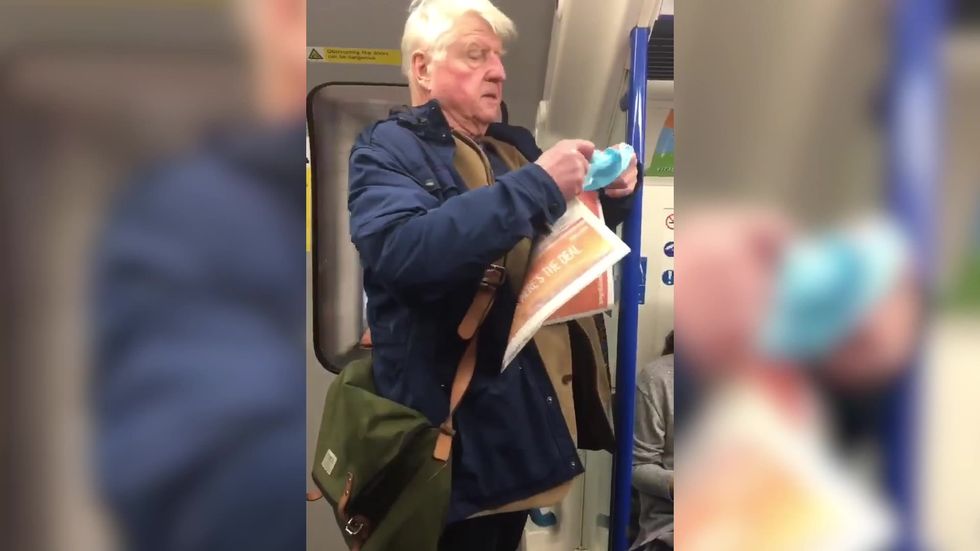 Stanley Johnson seen not wearing mask on London Underground