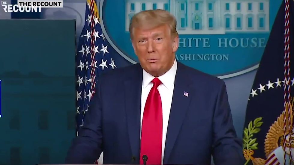 Reporters caught calling Trump stock market briefing 'as weird as s***'
