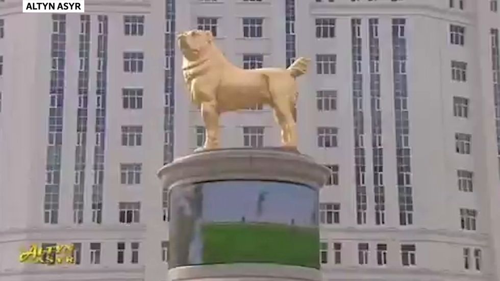 Turkmenistan ruler unveils massive statue of his favourite dog