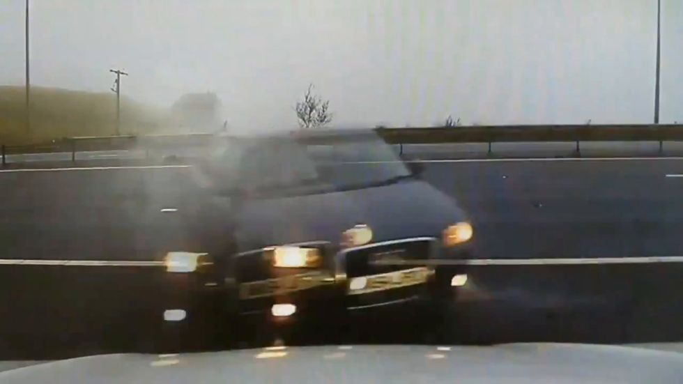 Car filmed sliding sideways before M62 crash near Huddersfield