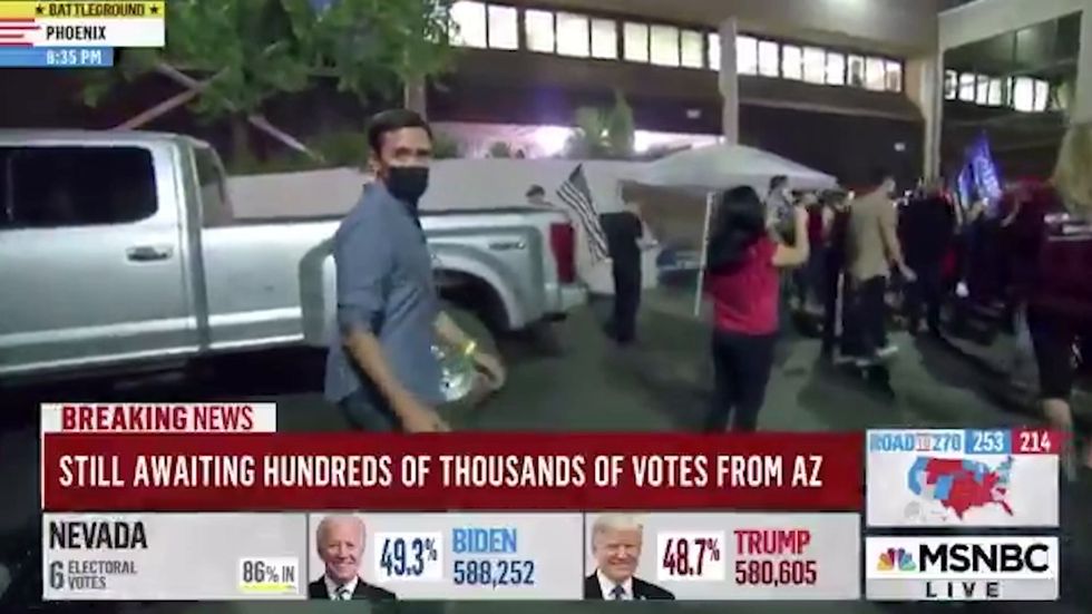 Crowd chants 'Fox News sucks' at Maricopa County elections department in Arizona