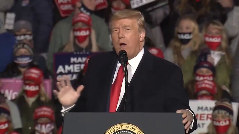Trump tells rally he wouldn't have come to their town if he wasn't down in the polls
